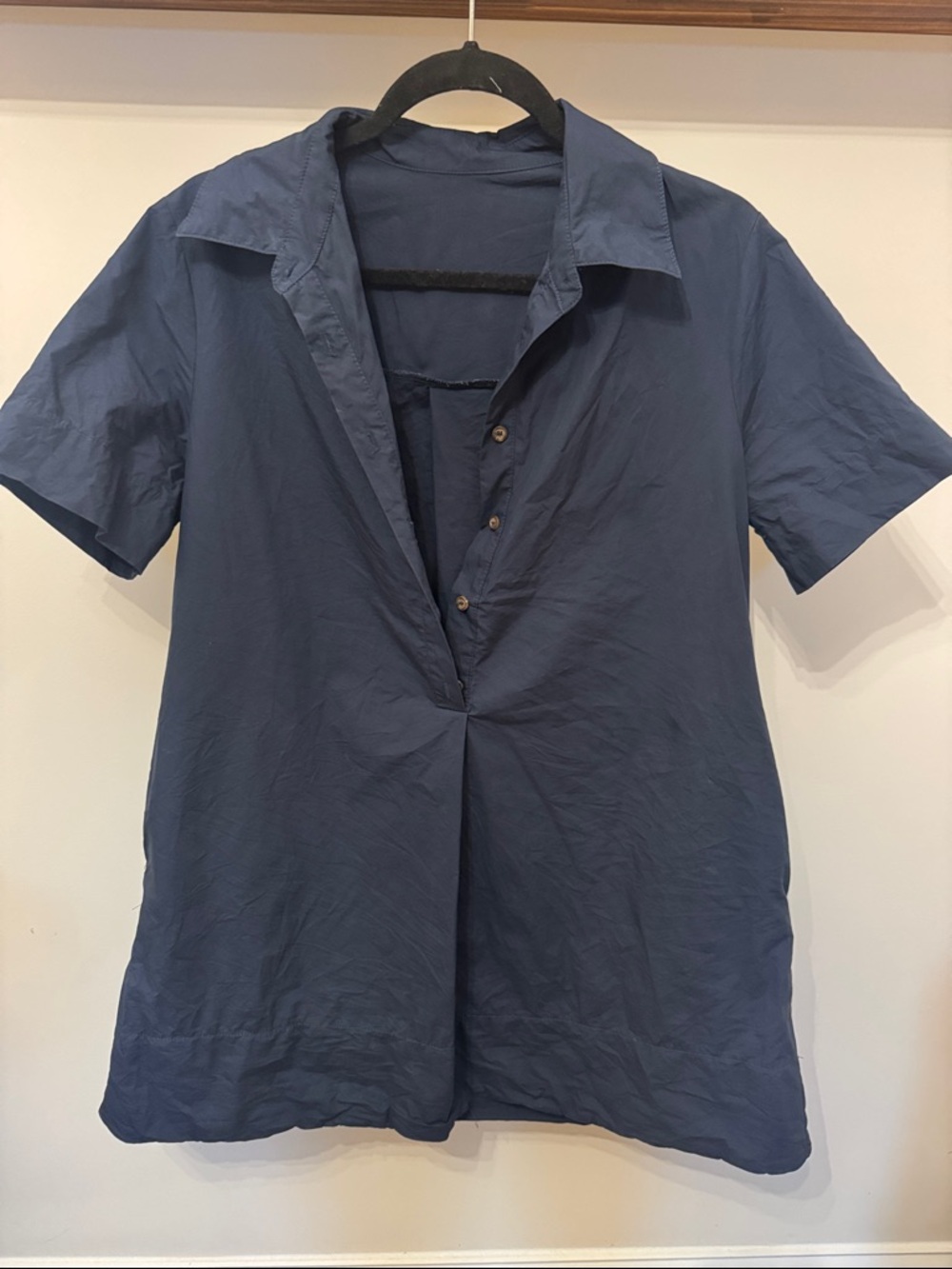 Men's Navy Short-Sleeve Button Polo Shirt